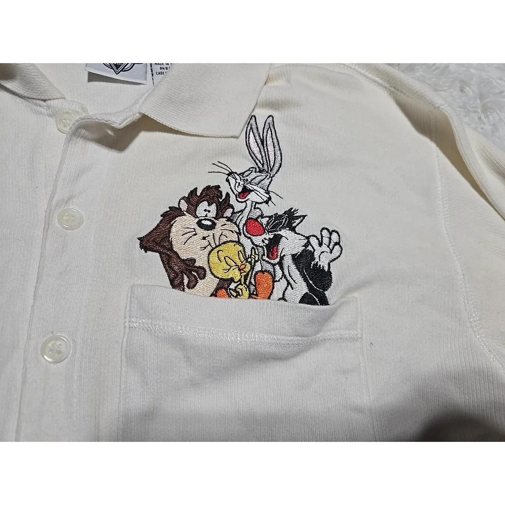 Vintage Acme Looney Tunes Sweater Ribbed S‎ Button Down Collared Cotton Cardigan